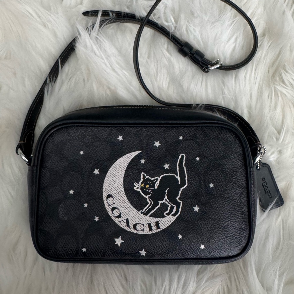 Coach Mini Jamie Camera Crossbody Bag Halloween Cat /w Moon